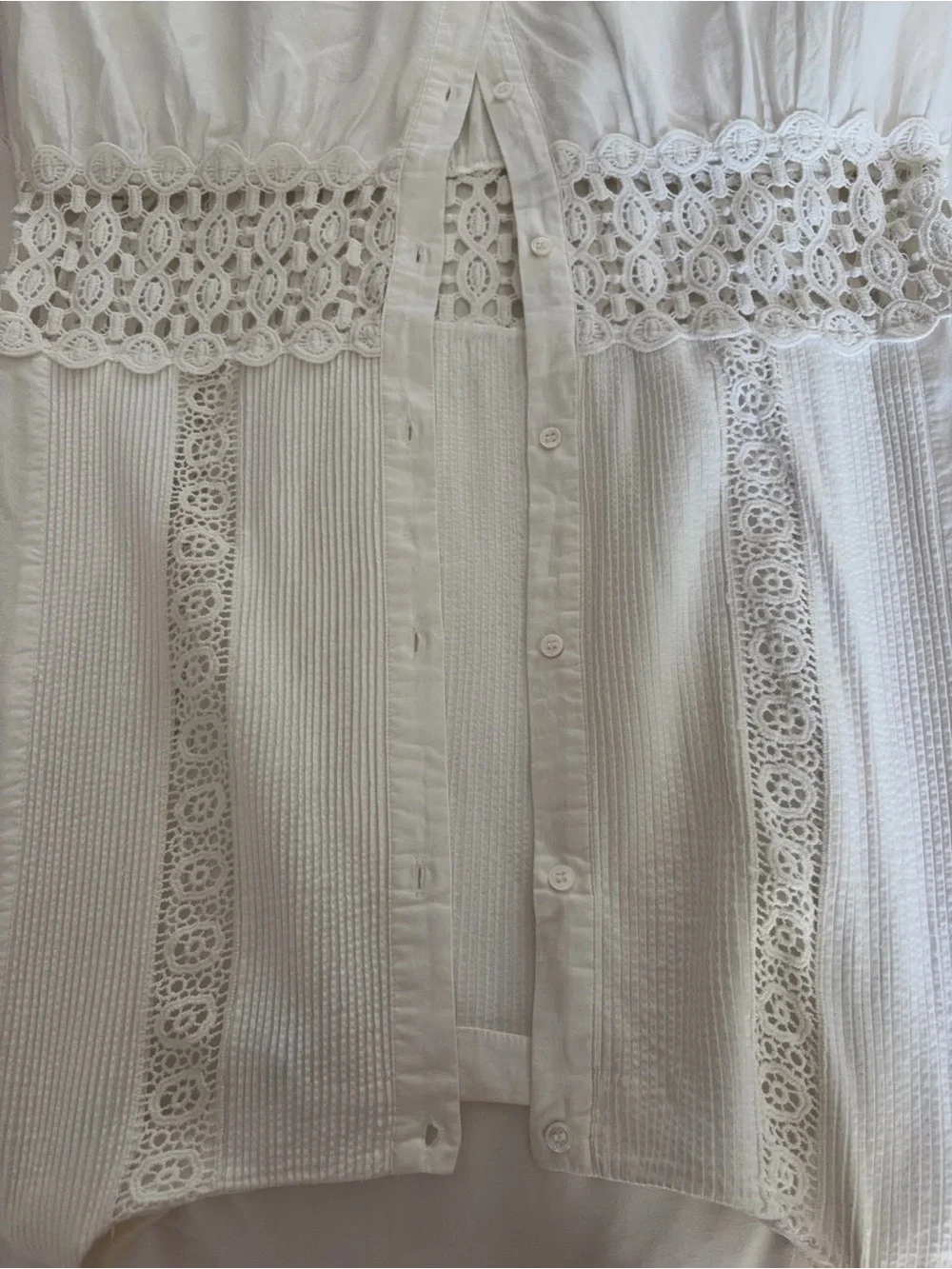 Mango White Cotton Lace-Trim Mini Dress - Picture 3 of 4